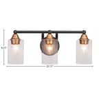 Paramount Three Light Bath Bar in Matte Black & Brass with 4" Clear Bubble Shade
