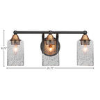 Paramount Three Light Bath Bar in Matte Black & Brass with 4" Smoke Bubble Shade