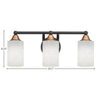 Paramount Three Light Bath Bar in Matte Black & Brass with 4" White Muslin Shade