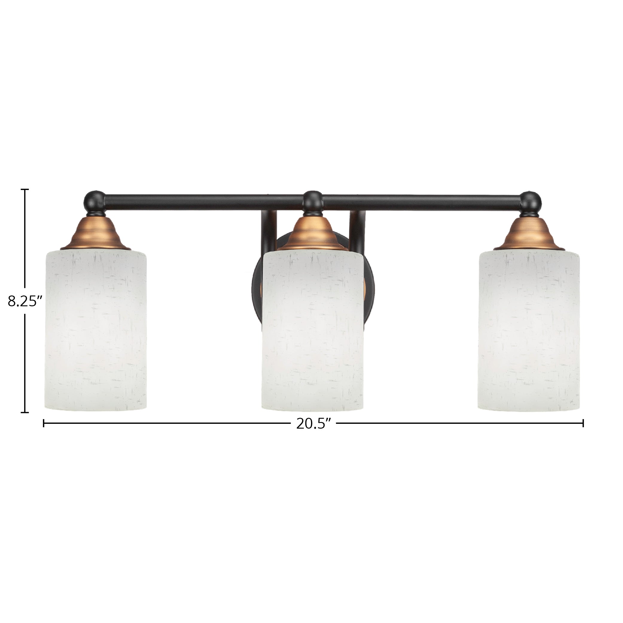 Paramount Three Light Bath Bar in Matte Black & Brass with 4" White Muslin Shade