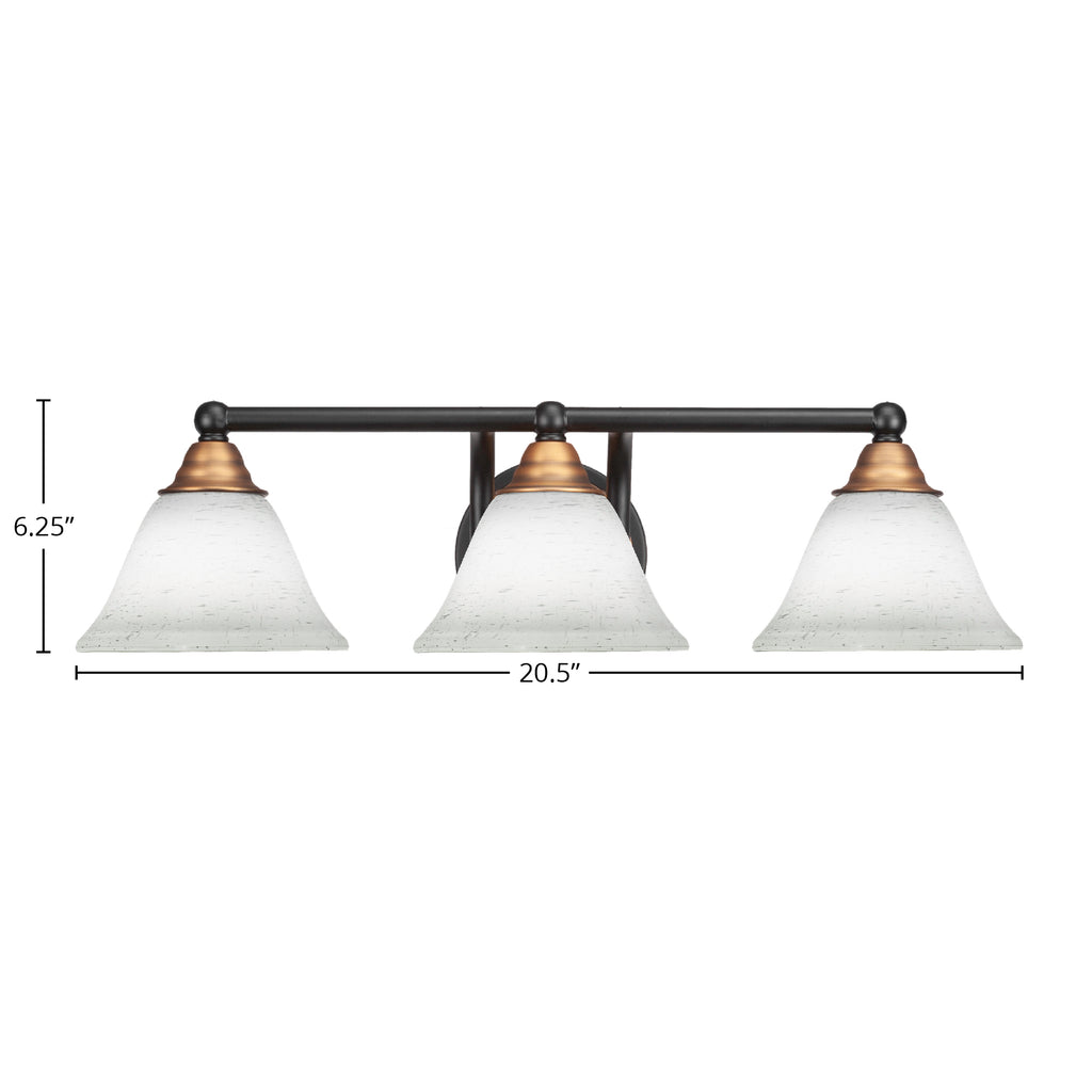 Paramount Three Light Bath Bar in Matte Black & Brass with 7" White Muslin Shade