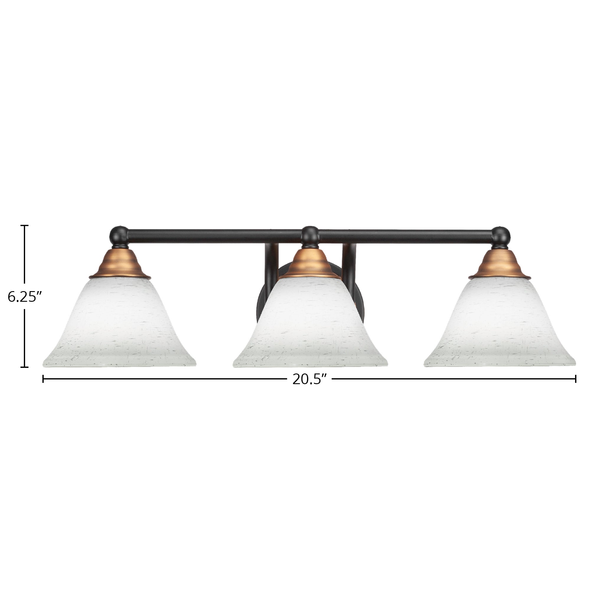 Paramount Three Light Bath Bar in Matte Black & Brass with 7" White Muslin Shade