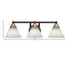 Paramount Three Light Bath Bar in Matte Black & Brass with 7" White Muslin Shade