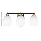 Paramount Three Light Bath Bar in Matte Black & Brass with 5" White Matrix Shade