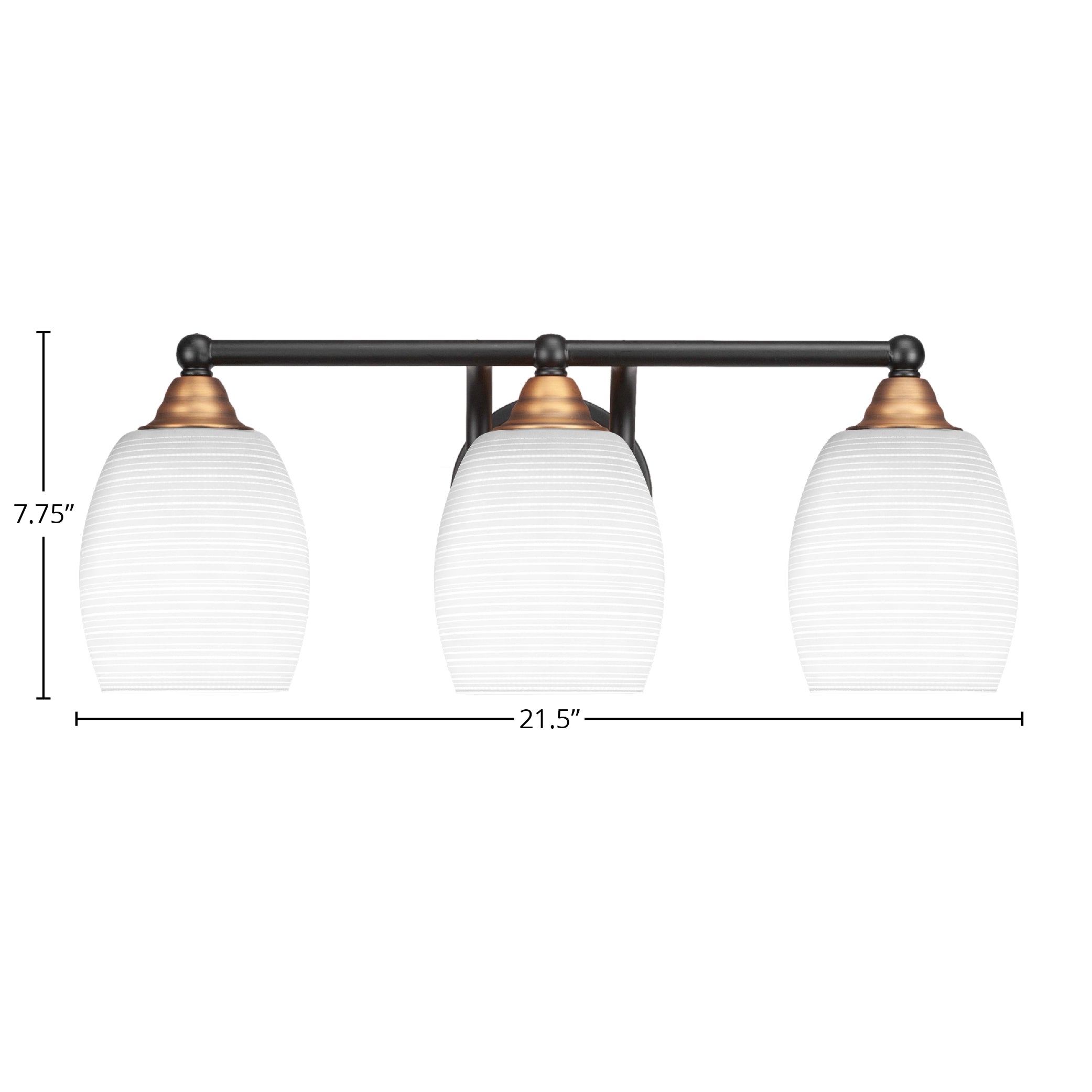Paramount Three Light Bath Bar in Matte Black & Brass with 5" White Matrix Shade