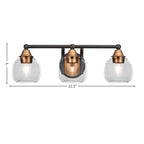 Paramount Three Light Bath Bar in Matte Black & Brass with 5.75" Clear Bubble Shade
