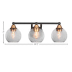 Paramount Three Light Bath Bar in Matte Black & Brass with 5.75" Smoke Bubble Shade