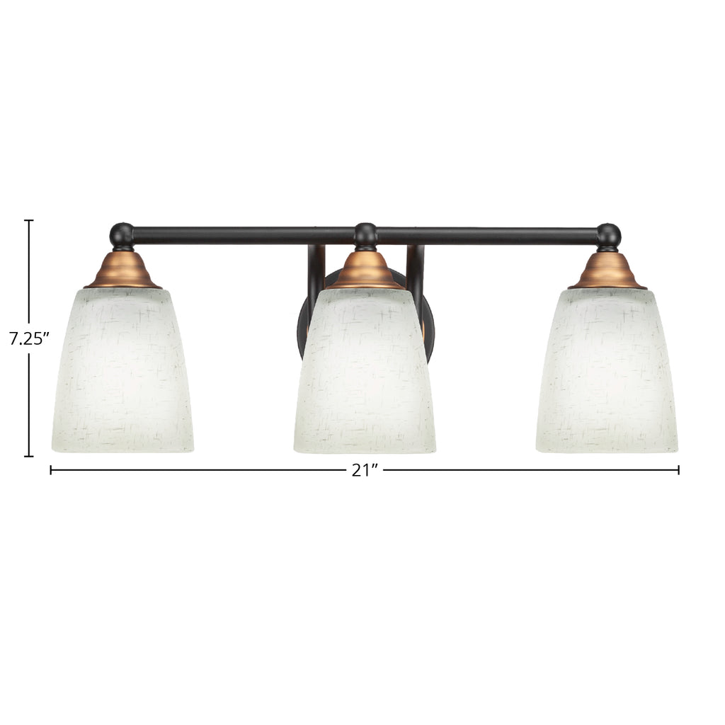 Paramount Three Light Bath Bar in Matte Black & Brass with 4.5" Square White Muslin Shade