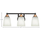 Paramount Three Light Bath Bar in Matte Black & Brass with 4.5" Square White Muslin Shade