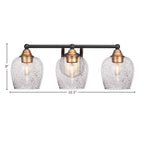 Paramount Three Light Bath Bar in Matte Black & Brass with 6" Smoke Bubble Shade