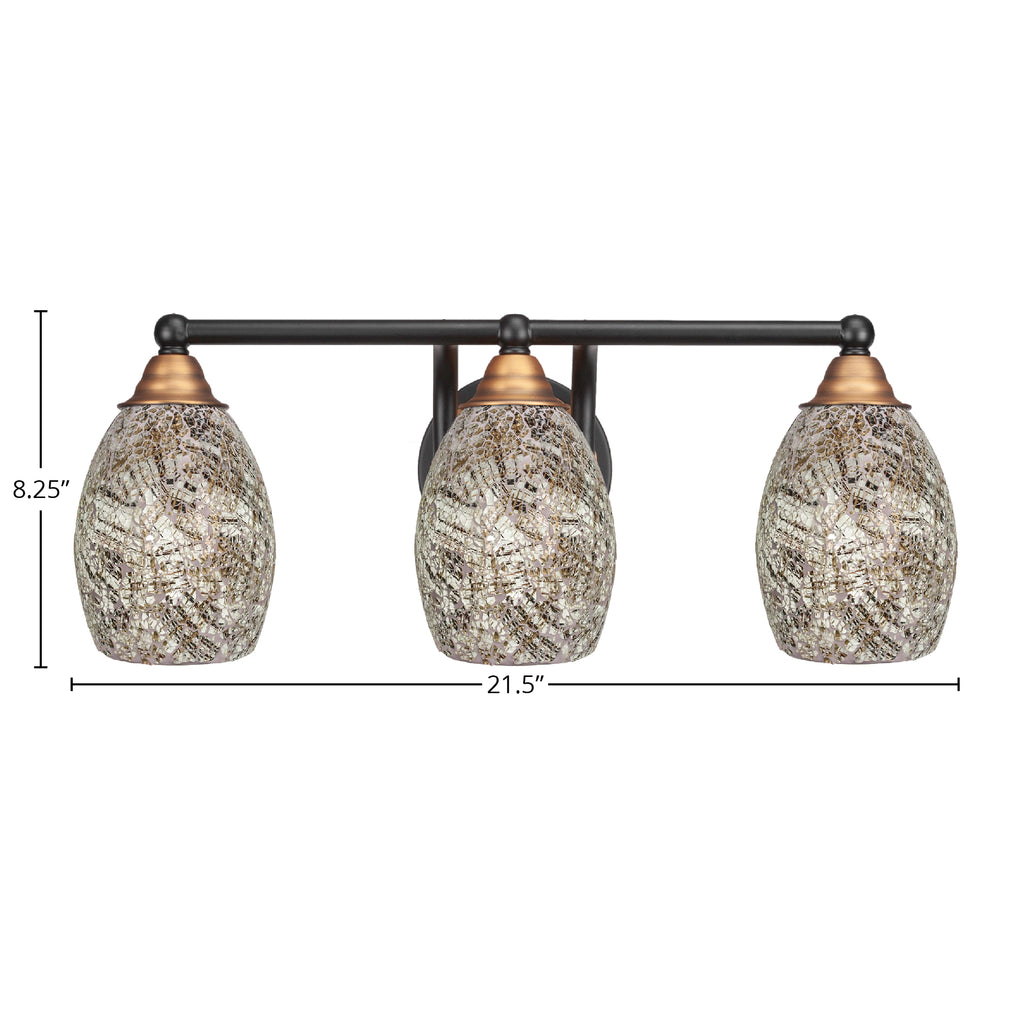 Paramount Three Light Bath Bar in Matte Black & Brass with 5" Natural Fusion Shade
