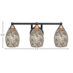 Paramount Three Light Bath Bar in Matte Black & Brass with 5" Natural Fusion Shade
