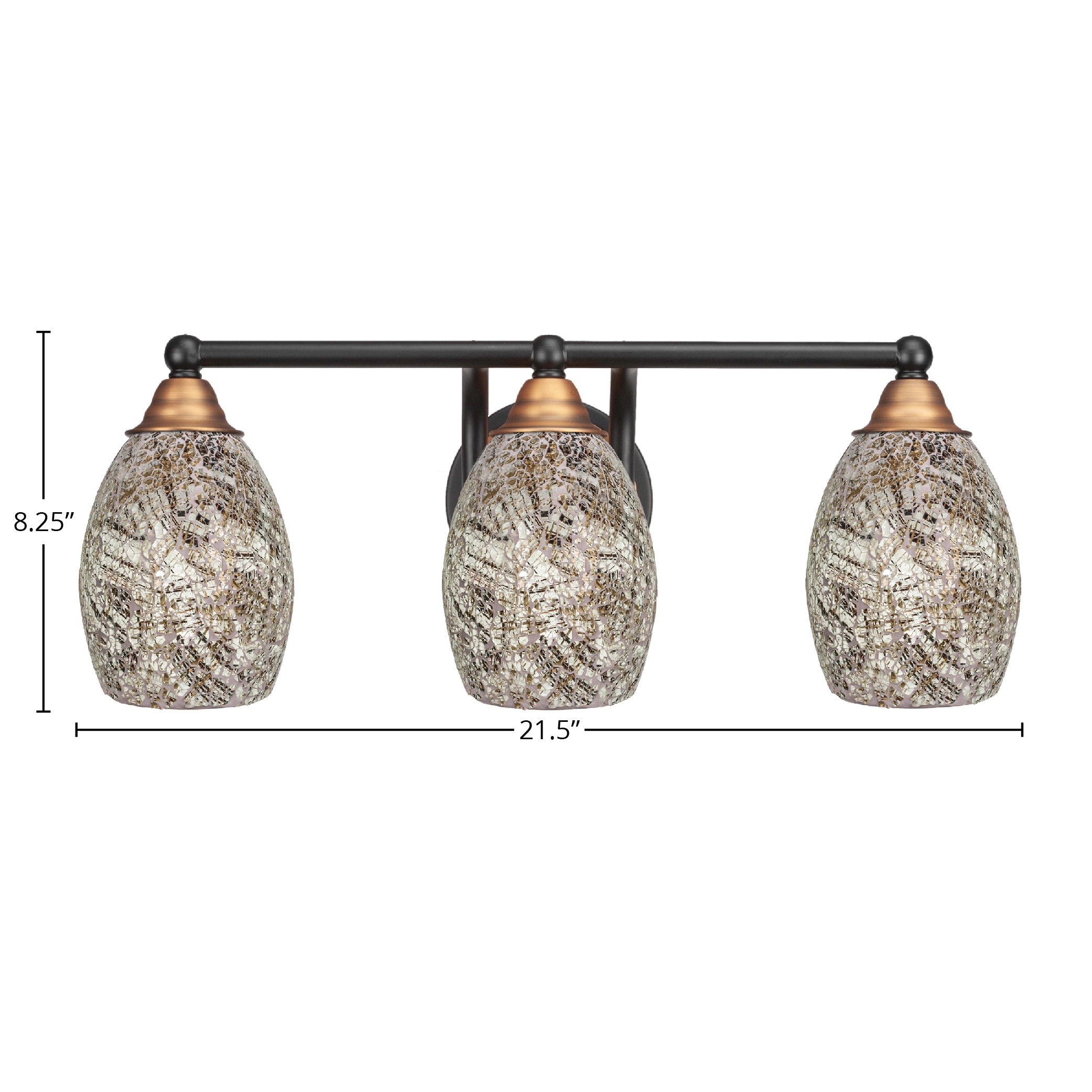 Paramount Three Light Bath Bar in Matte Black & Brass with 5" Natural Fusion Shade