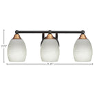 Paramount Three Light Bath Bar in Matte Black & Brass with 5" White Linen Shade