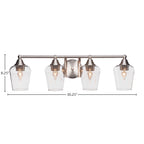 Paramount Four Light Bath Bar in Brushed Nickel with 5" Clear Bubble Shade