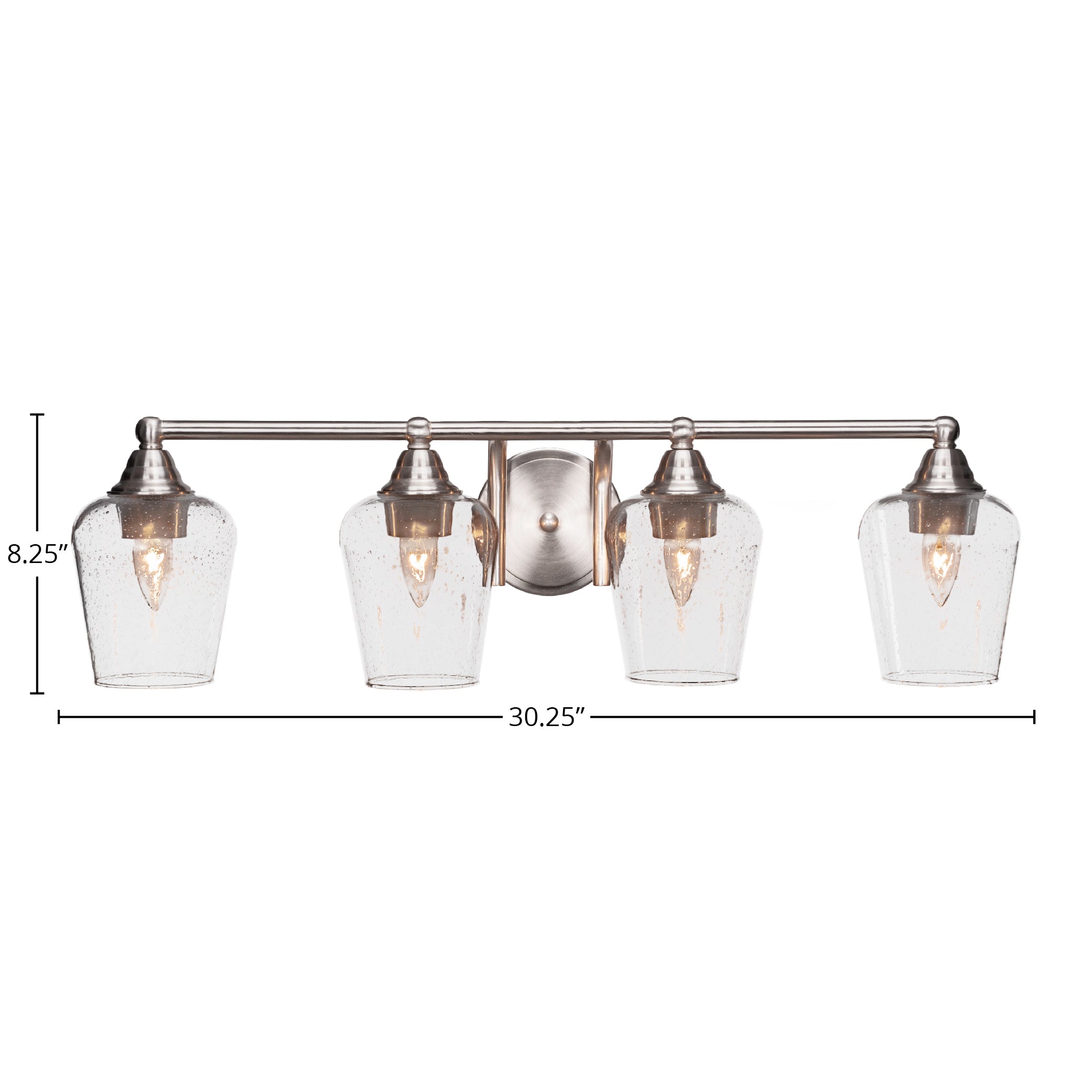 Paramount Four Light Bath Bar in Brushed Nickel with 5" Clear Bubble Shade