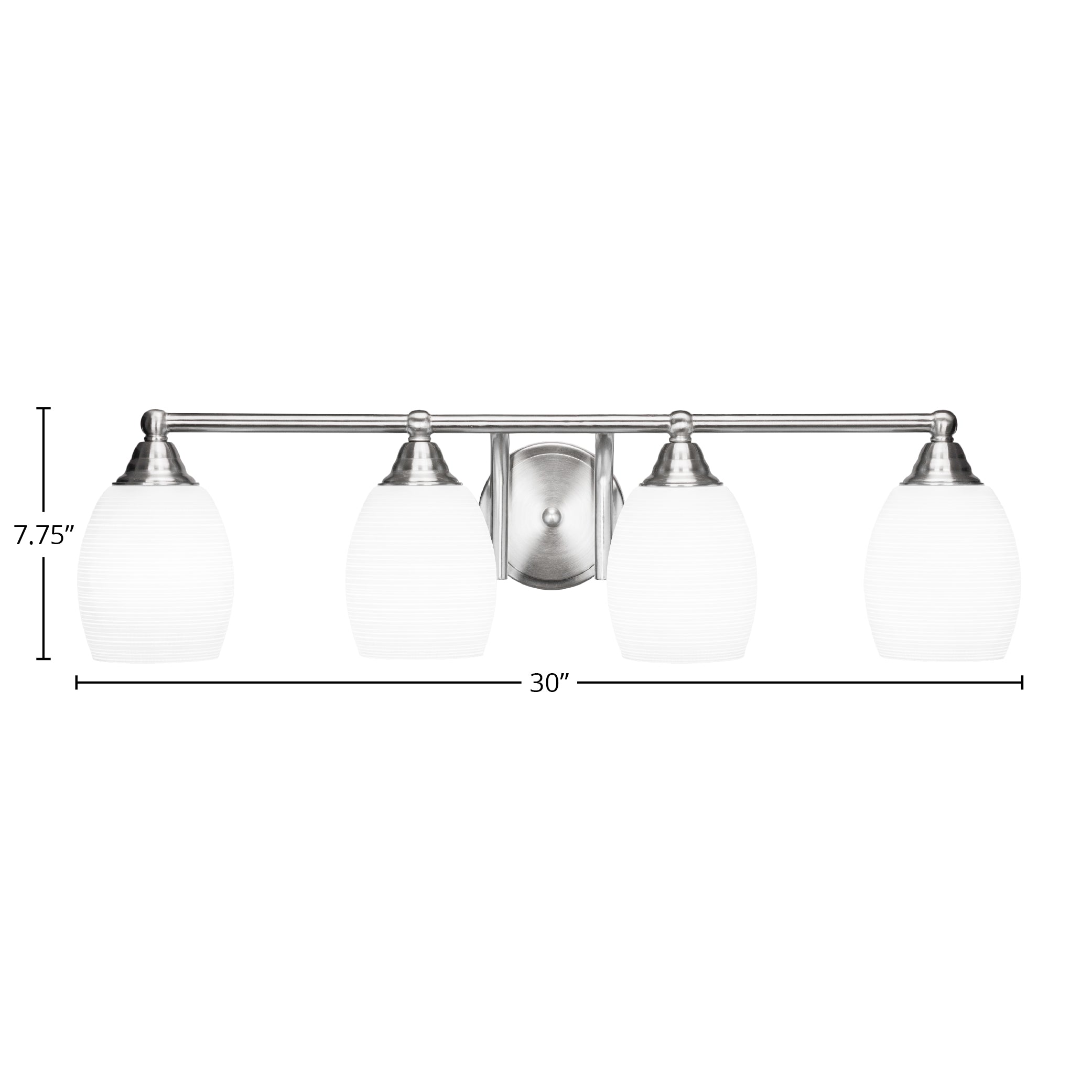 Paramount Four Light Bath Bar in Brushed Nickel with 5" White Matrix Shade