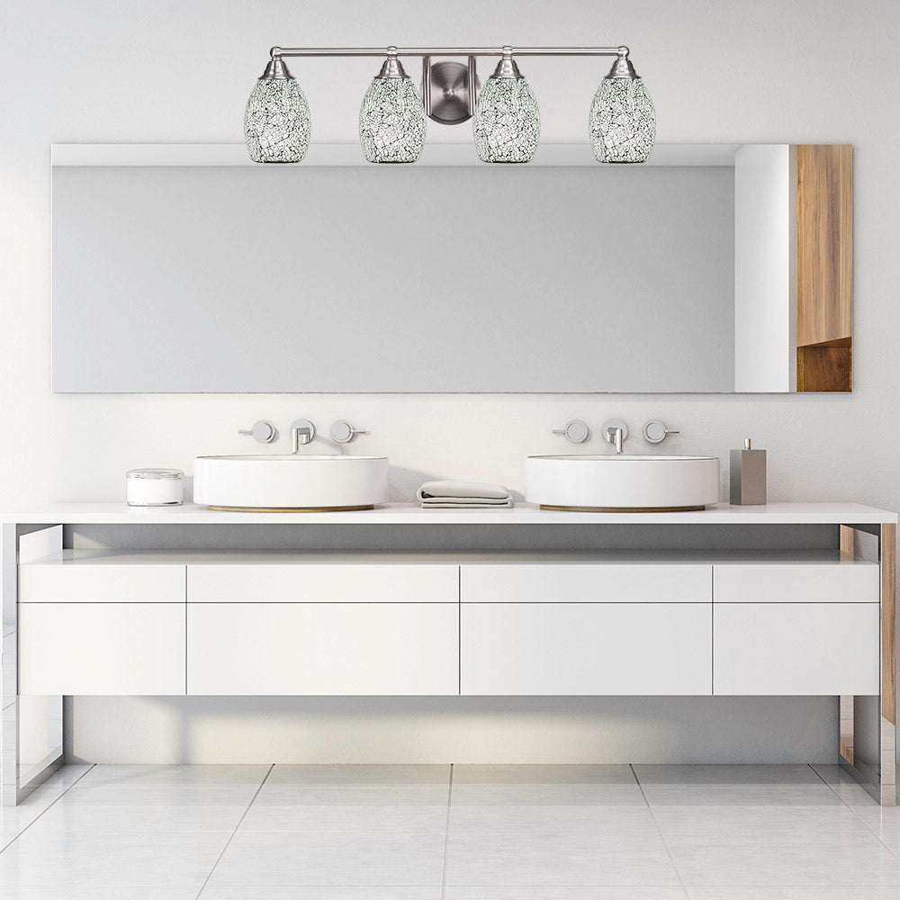 Paramount Four Light Bath Bar in Brushed Nickel with 5" Black Fusion Shade