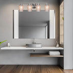 Paramount Four Light Bath Bar in Brushed Nickel with 5" Silver Textured Shade