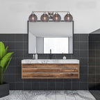 Paramount Four Light Bath Bar in Brushed Nickel with 6" Smoke Ribbed Shade