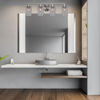 Paramount Four Light Bath Bar in Brushed Nickel with 4" Square Clear Bubble Shade