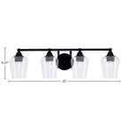 Paramount Four Light Bath Bar in Matte Black with 5" Clear Bubble Shade