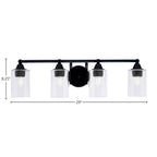 Paramount Four Light Bath Bar in Matte Black with 4" Clear Bubble Shade
