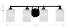 Paramount Four Light Bath Bar in Matte Black with 4" White Marble Shade