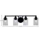 Paramount Four Light Bath Bar in Matte Black with 4" Smoke Bubble Shade