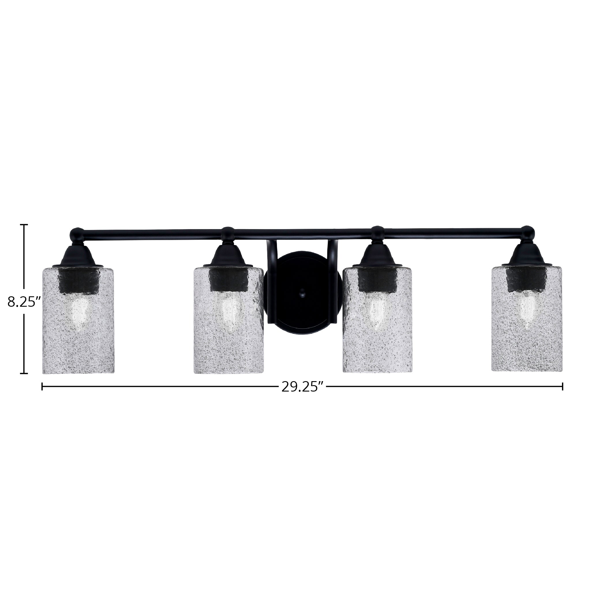 Paramount Four Light Bath Bar in Matte Black with 4" Smoke Bubble Shade
