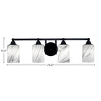 Paramount Four Light Bath Bar in Matte Black with 4" Onyx Swirl Shade