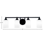 Paramount Four Light Bath Bar in Matte Black with 4" White Muslin Shade