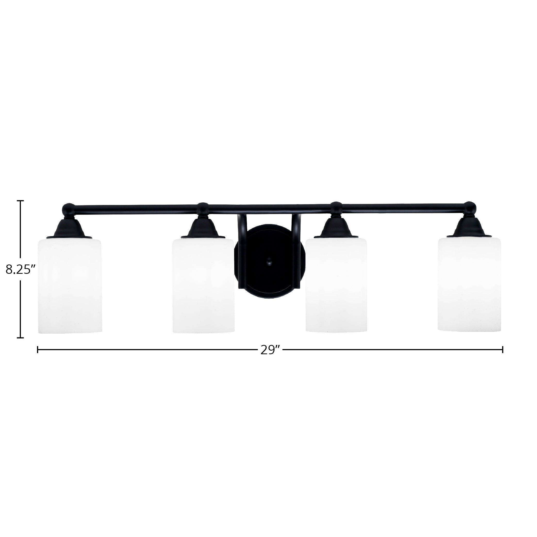 Paramount Four Light Bath Bar in Matte Black with 4" White Muslin Shade