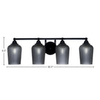 Paramount Four Light Bath Bar in Matte Black with 5" Smoke Textured Shade