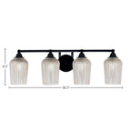 Paramount Four Light Bath Bar in Matte Black with 5" Silver Textured Shade