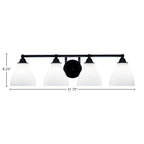 Paramount Four Light Bath Bar in Matte Black with 6.25" White Marble Shade
