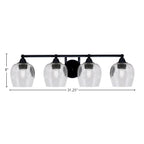 Paramount Four Light Bath Bar in Matte Black with 6" Clear Bubble Shade