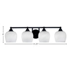 Paramount Four Light Bath Bar in Matte Black with 6" White Marble Shade