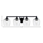 Paramount Four Light Bath Bar in Matte Black with 6" Smoke Bubble Shade
