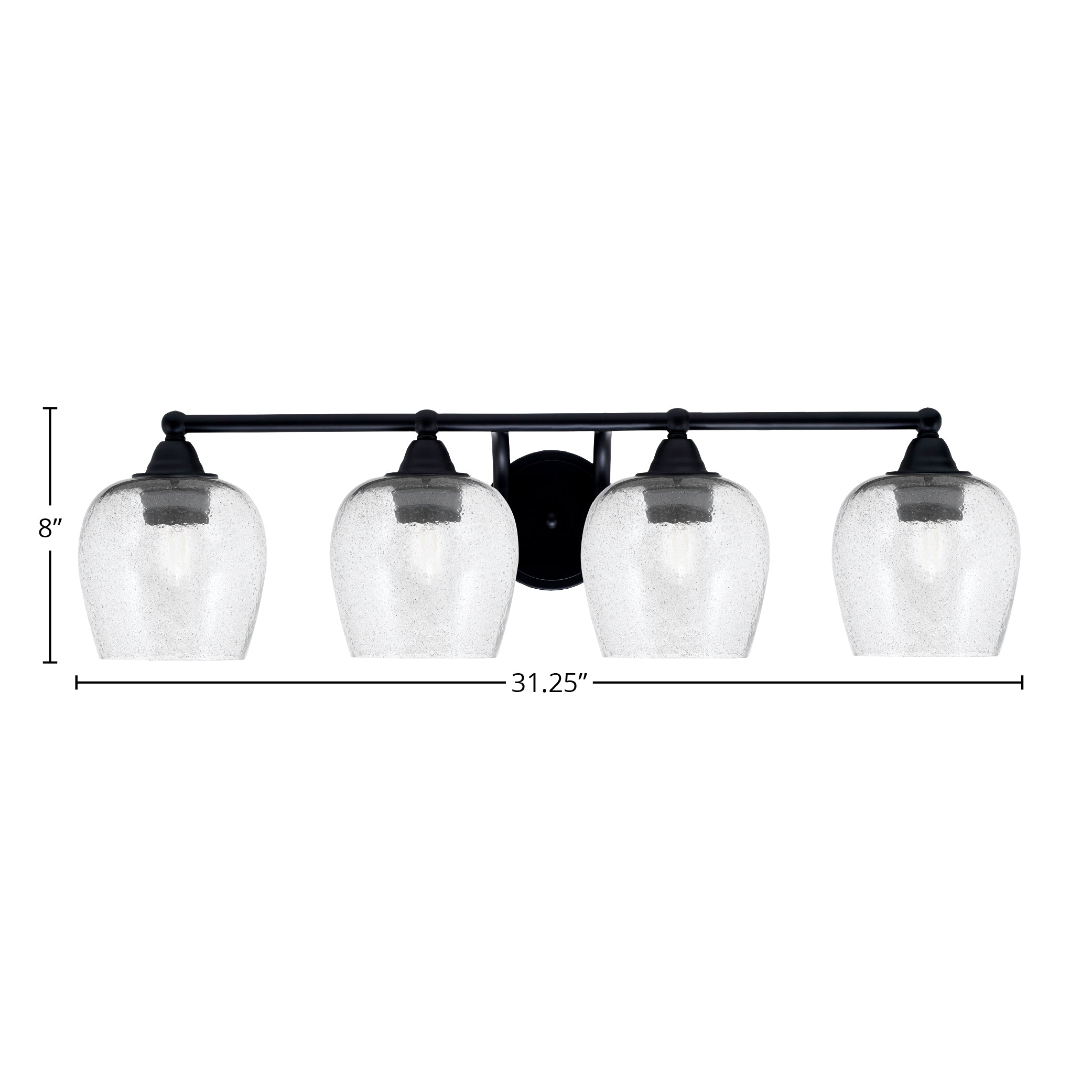 Paramount Four Light Bath Bar in Matte Black with 6" Smoke Bubble Shade