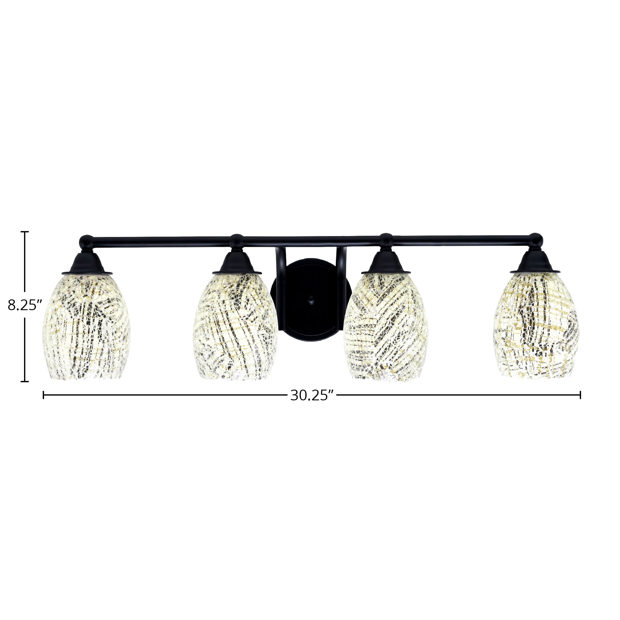 Paramount Four Light Bath Bar in Matte Black with 5" Natural Fusion Shade