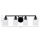 Paramount Four Light Bath Bar in Matte Black with 4" Square Clear Bubble Shade