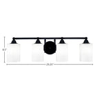 Paramount Four Light Bath Bar in Matte Black with 4" Square White Muslin Shade