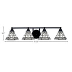 Paramount Four Light Bath Bar in Matte Black with 7" Pewter Art Glass Shade