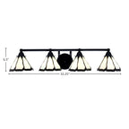Paramount Four Light Bath Bar in Matte Black with 7" Pearl & Black Flair Art Glass Shade