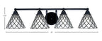 Paramount Four Light Bath Bar in Matte Black with 7" Diamond Ice Art Glass Shade
