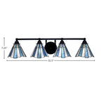 Paramount Four Light Bath Bar in Matte Black with 7" Sea Ice Art Glass Shade