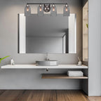 Paramount Four Light Bath Bar in Matte Black & Brushed Nickel with 4" Smoke Bubble Shade