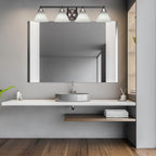 Paramount Four Light Bath Bar in Matte Black & Brushed Nickel with 7" White Muslin Shade
