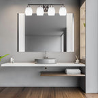 Paramount Four Light Bath Bar in Matte Black & Brushed Nickel with 5" White Matrix Shade